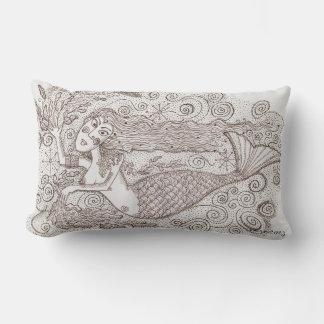 Ukrainian Mermaid Folk Art Lumbar Cushion