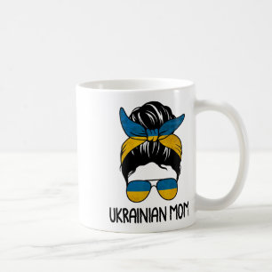 Ukrainian Mom Messy Bun Sungles Flag Mothers Day Coffee Mug