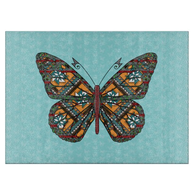 Ukrainian Monarch Glass Cutting Board (Front)
