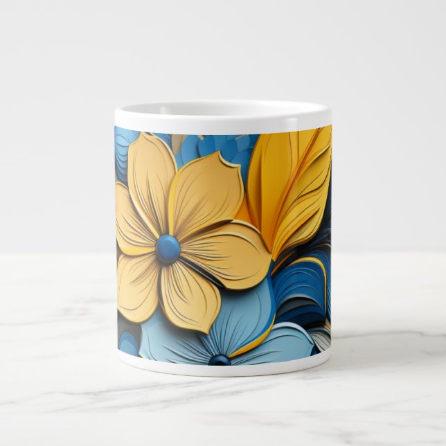 Ukrainian motifs blue and yellow X-Large Mug (Front)