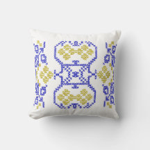 Ukrainian motive. Folk embroidery yellow blue Thro