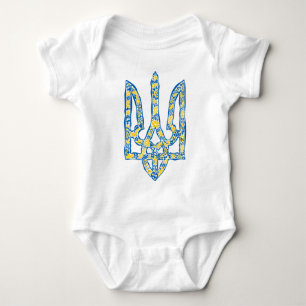 Ukrainian national emblem trident tryzub ethnical  baby bodysuit
