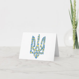 Ukrainian national emblem trident tryzub ethnical card