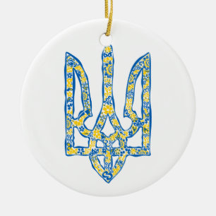 Ukrainian national emblem trident tryzub ethnical ceramic ornament