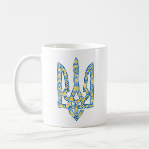 Ukrainian national emblem trident tryzub ethnical  coffee mug