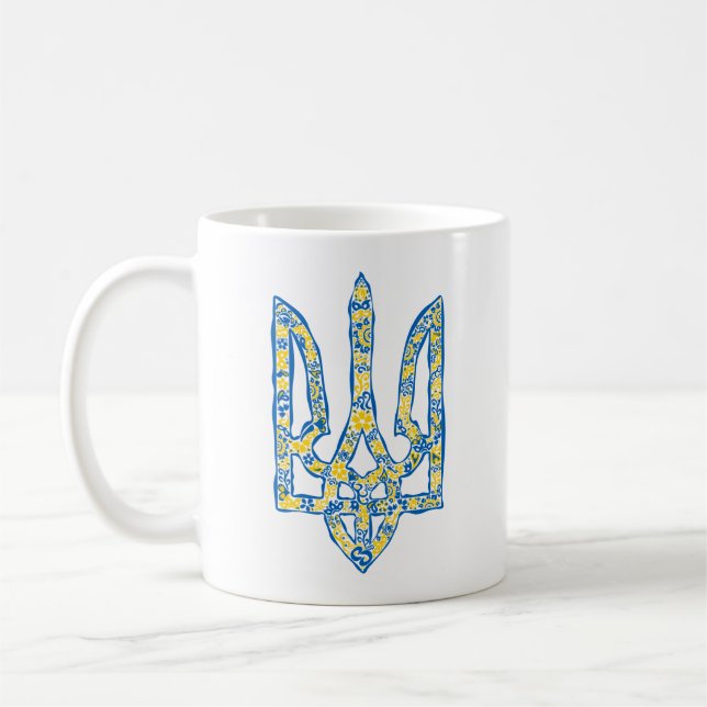 Ukrainian national emblem trident tryzub ethnical  coffee mug (Left)