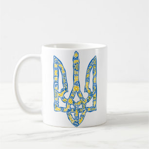 Ukrainian national emblem trident tryzub ethnical coffee mug