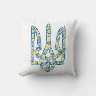 Ukrainian national emblem trident tryzub ethnical cushion