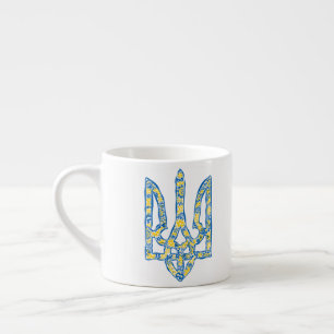 Ukrainian national emblem trident tryzub ethnical espresso cup