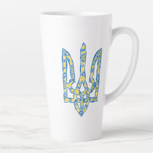 Ukrainian national emblem trident tryzub ethnical latte mug