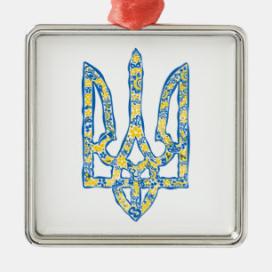 Ukrainian national emblem trident tryzub ethnical metal ornament