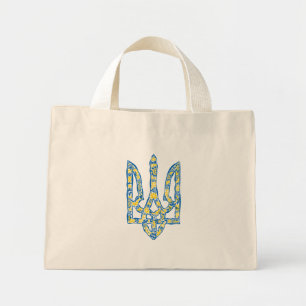 Ukrainian national emblem trident tryzub ethnical mini tote bag