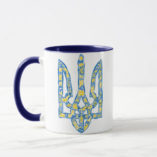 Ukrainian national emblem trident tryzub ethnical mug