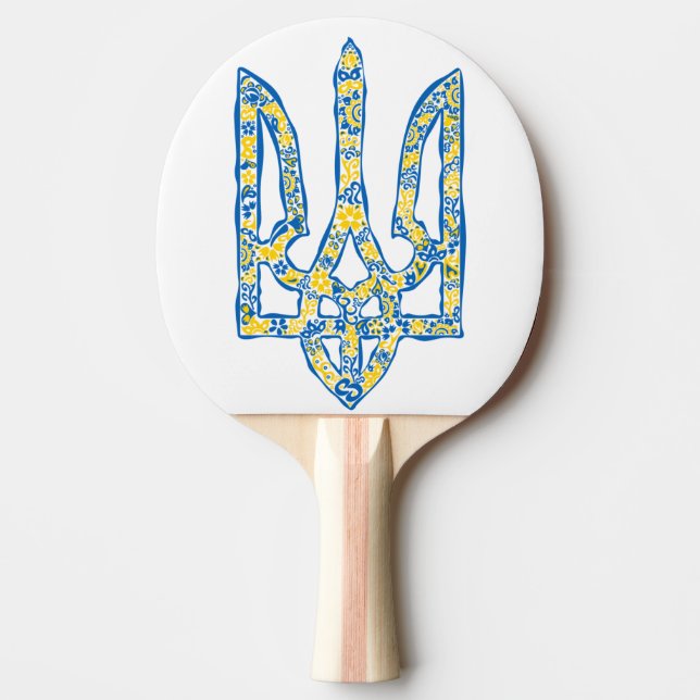 Ukrainian national emblem trident tryzub ethnical ping pong paddle (Front)