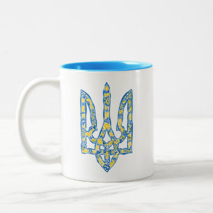 Ukrainian national emblem trident tryzub ethnical Two-Tone coffee mug