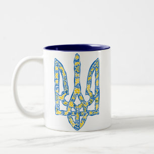 Ukrainian national emblem trident tryzub ethnical Two-Tone coffee mug
