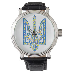 Ukrainian national emblem trident tryzub ethnical watch