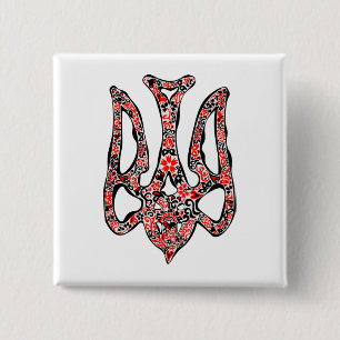 Ukrainian national emblem trident tryzub stylised 15 cm square badge