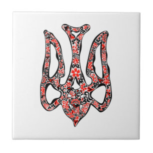 Ukrainian national emblem trident tryzub stylised ceramic tile