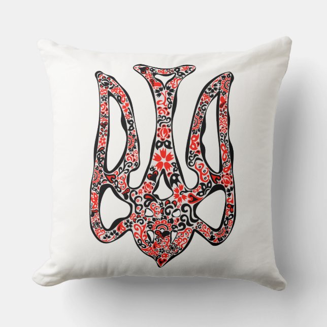 Ukrainian national emblem trident tryzub stylised cushion (Front)