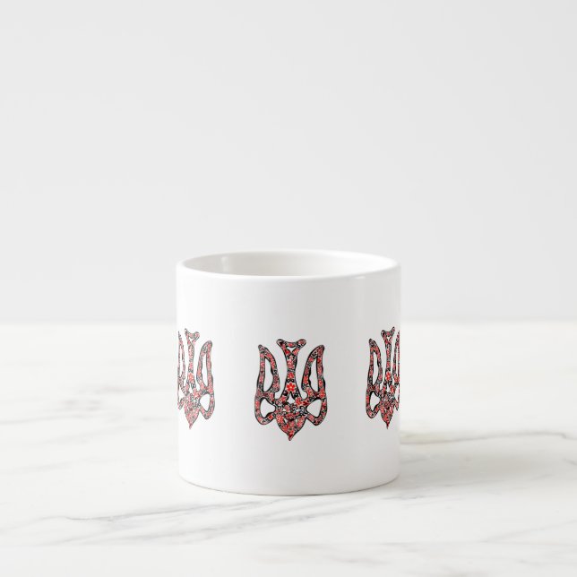 Ukrainian national emblem trident tryzub stylised espresso cup (Front)