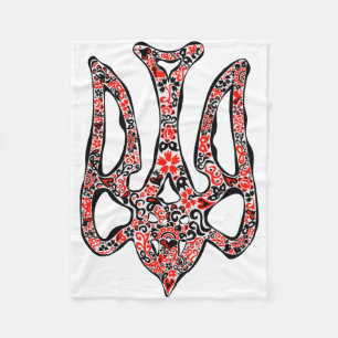 Ukrainian national emblem trident tryzub stylised fleece blanket