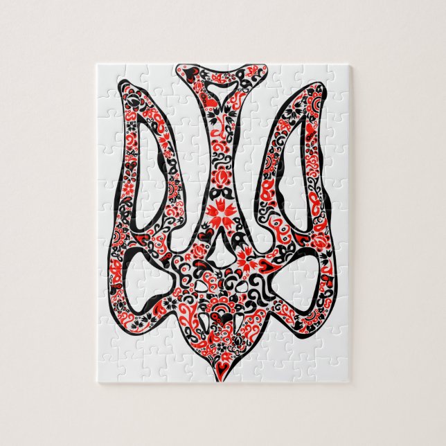 Ukrainian national emblem trident tryzub stylised jigsaw puzzle (Vertical)