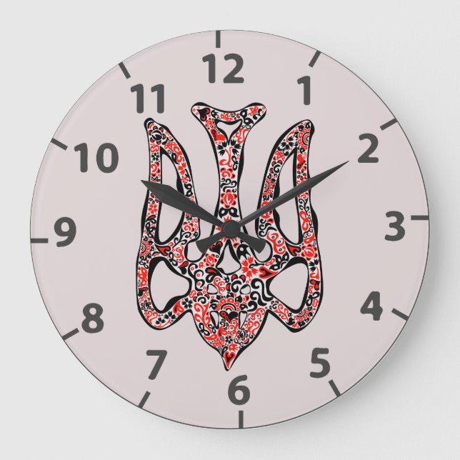Ukrainian national emblem trident tryzub stylised large clock (Front)