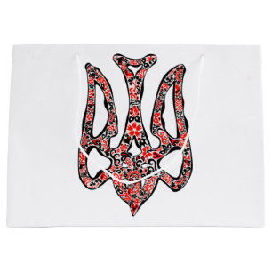 Ukrainian national emblem trident tryzub stylised large gift bag