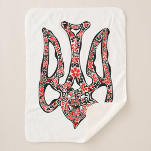 Ukrainian national emblem trident tryzub stylised sherpa blanket