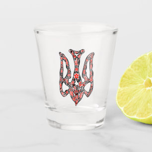 Ukrainian national emblem trident tryzub stylised shot glass