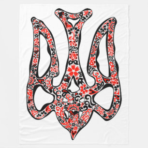 Ukrainian national emblem trident tryzub stylized fleece blanket