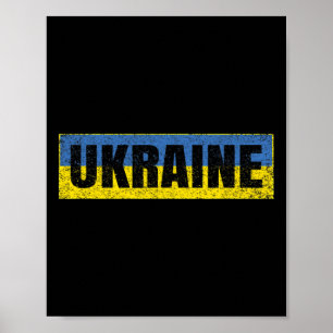 Ukrainian National Flag Vintage Ukraine Map Countr Poster