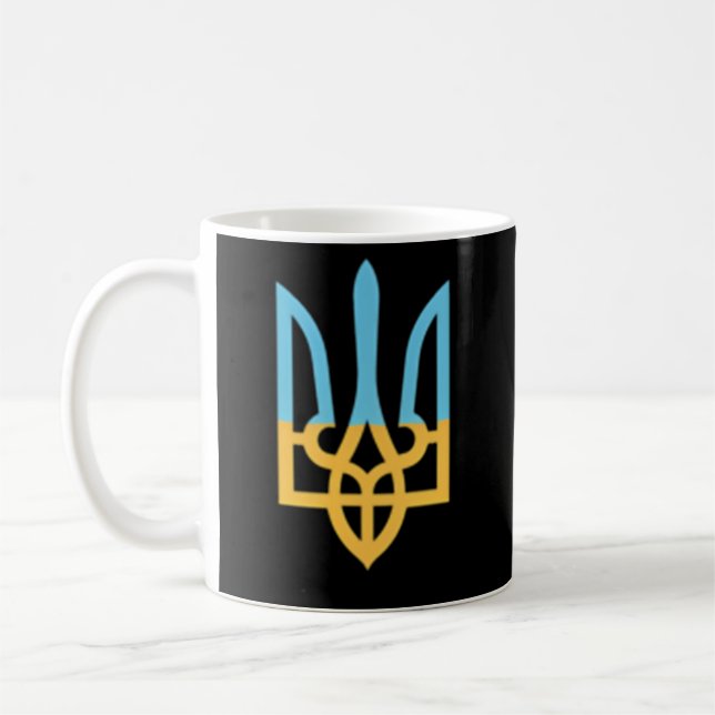 Ukrainian National Symbol Trident I Stand With Ukr Coffee Mug (Left)