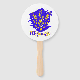 Ukrainian national symbol tryzub made of wheat ear hand fan