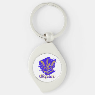 Ukrainian national symbol tryzub made of wheat ear key ring