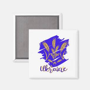 Ukrainian national symbol tryzub made of wheat ear magnet