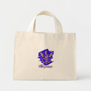 Ukrainian national symbol tryzub made of wheat ear mini tote bag