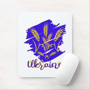 Ukrainian national symbol tryzub made of wheat ear mouse pad