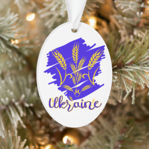 Ukrainian national symbol tryzub made of wheat ear ornament