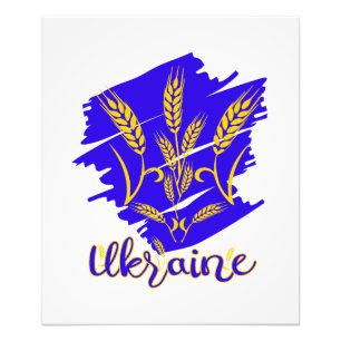 Ukrainian national symbol tryzub made of wheat ear photo print