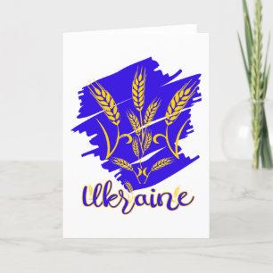 Ukrainian national symbol tryzub made of wheat ear thank you card