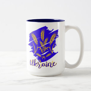 Ukrainian national symbol tryzub made of wheat ear Two-Tone coffee mug