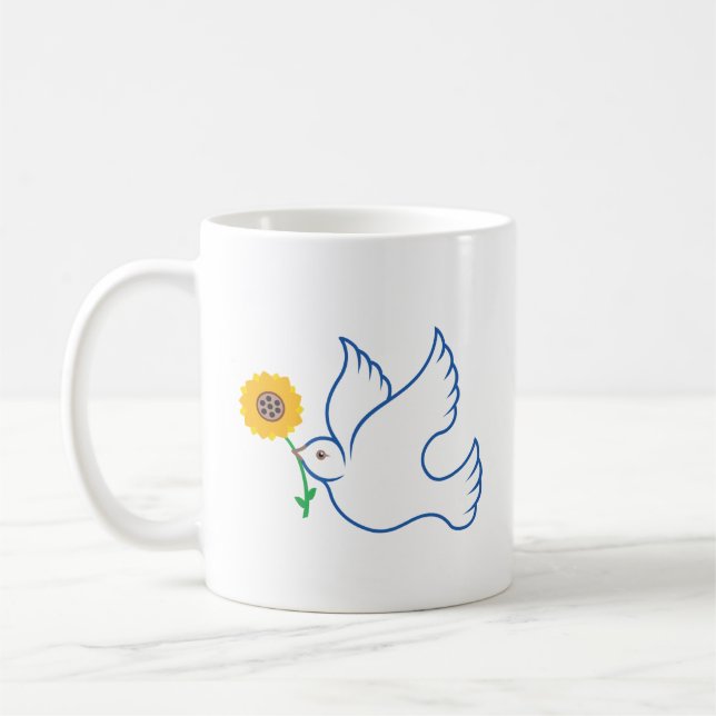 Ukrainian Nightingale with Sunflower Coffee Mug (Left)