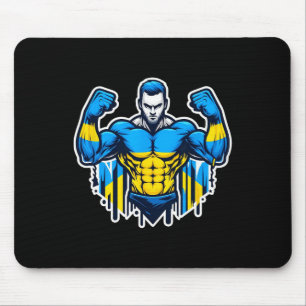 Ukrainian Nner Fan Ukraine Flag Strong Man  Mouse Pad
