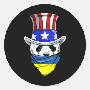 Ukrainian Panda Bear In Ukraine Ndana Flag Classic Round Sticker