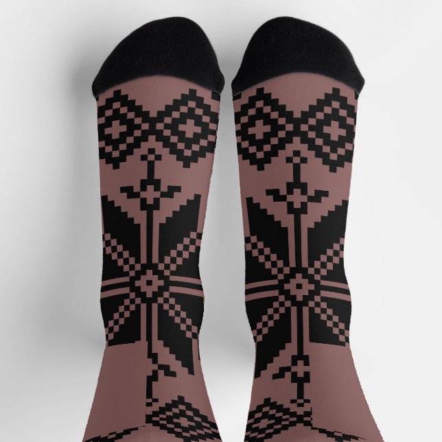 Ukrainian Pattern Brown and Black Socks (Top)