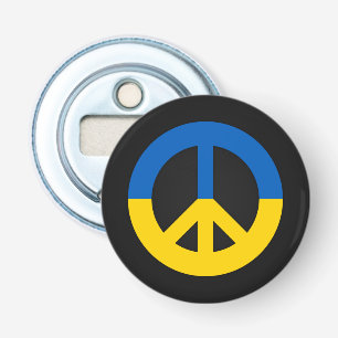 Ukrainian peace sign on a black background bottle opener