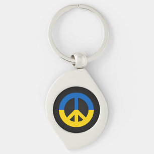 Ukrainian peace sign on a black background key ring