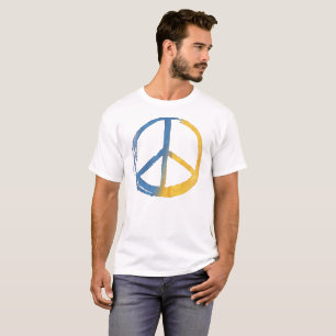 Ukrainian - PEACE Symbol Blue Yellow Ukraine War T-Shirt